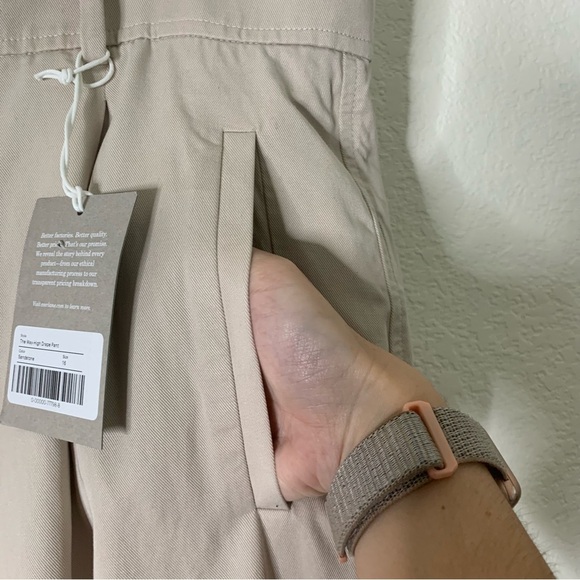 Everlane womens tan sandstone the way high drape pants 16 NWT - Picture 7 of 12